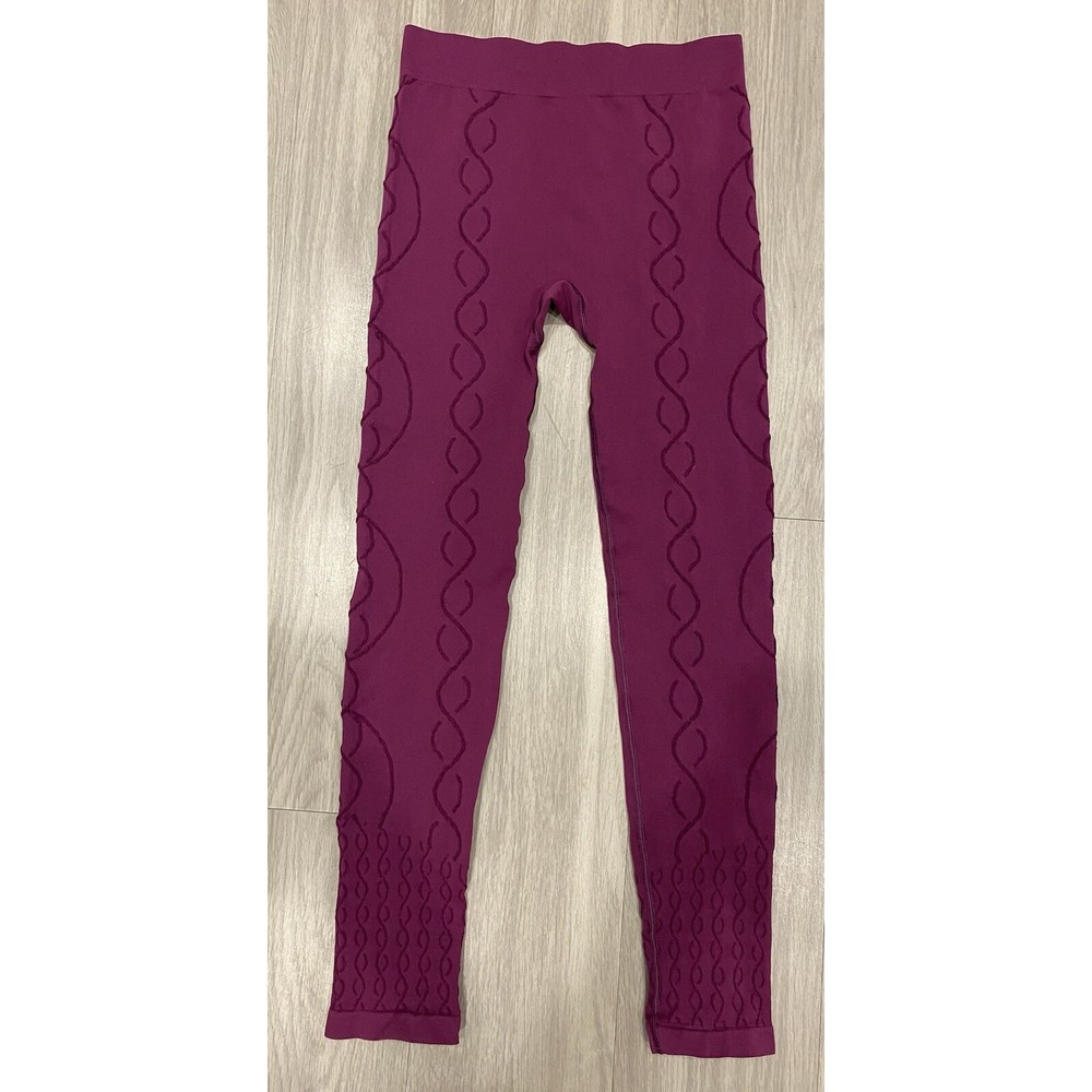 Alo Yoga Goddess Plum Ribbed Mid Rise Leggings Tight Full Length Women's Sz S/M